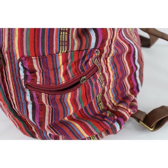 Vtg American Eagle Outfitters Distressed Rainbow Striped Top Loader Backpack Bag